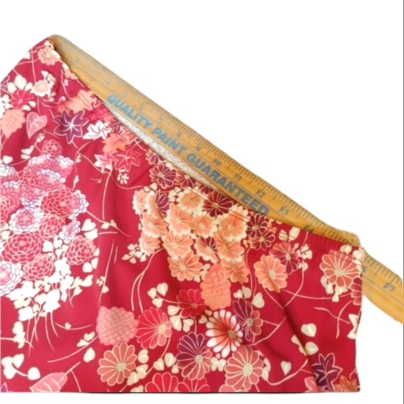 Midi Skirt Pink Floral Printed Softly Pleated - Picture 2 of 5